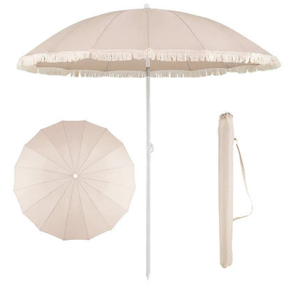 7 Ft Patio Umbrella with Fringe Tassel Outdoor