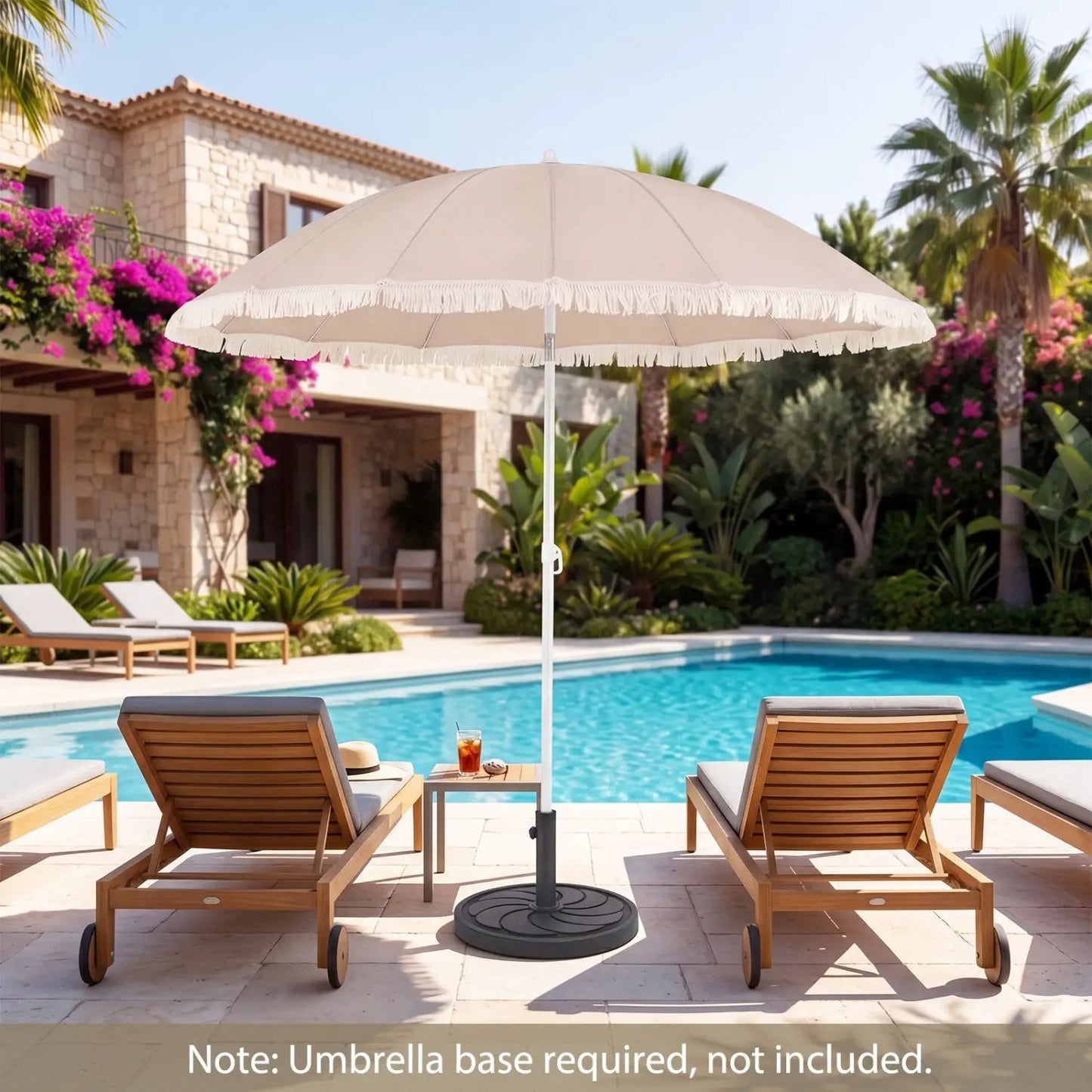 7 Ft Patio Umbrella with Fringe Tassel Outdoor