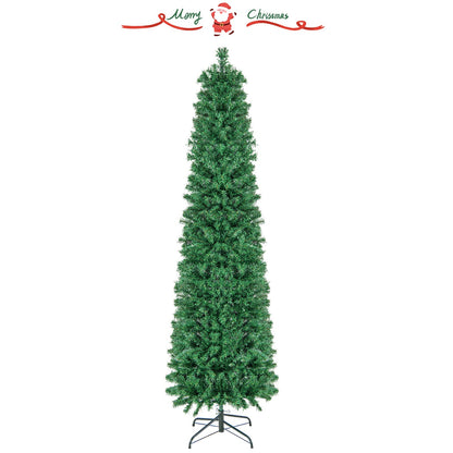 Árbol de Navidad con luces de fibra óptica, preiluminado, delgado, verde, 5/6/7/8 pies - 5 pies