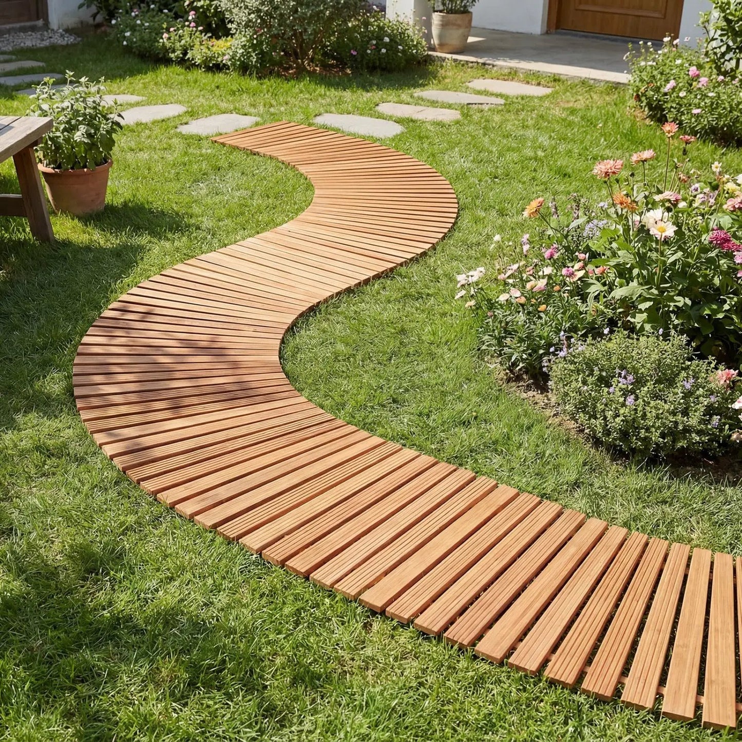 Wooden Garden Pathway 7 ft With Anti Slip Surface