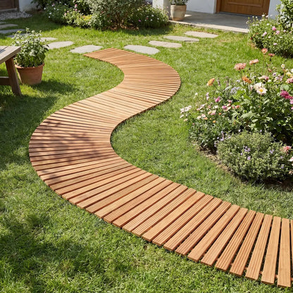 Wooden Garden Pathway 7 ft With Anti Slip Surface