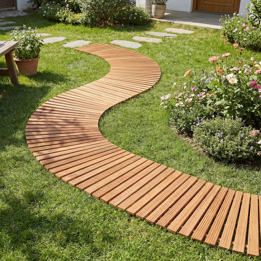 Wooden Garden Pathway 7 ft With Anti Slip Surface