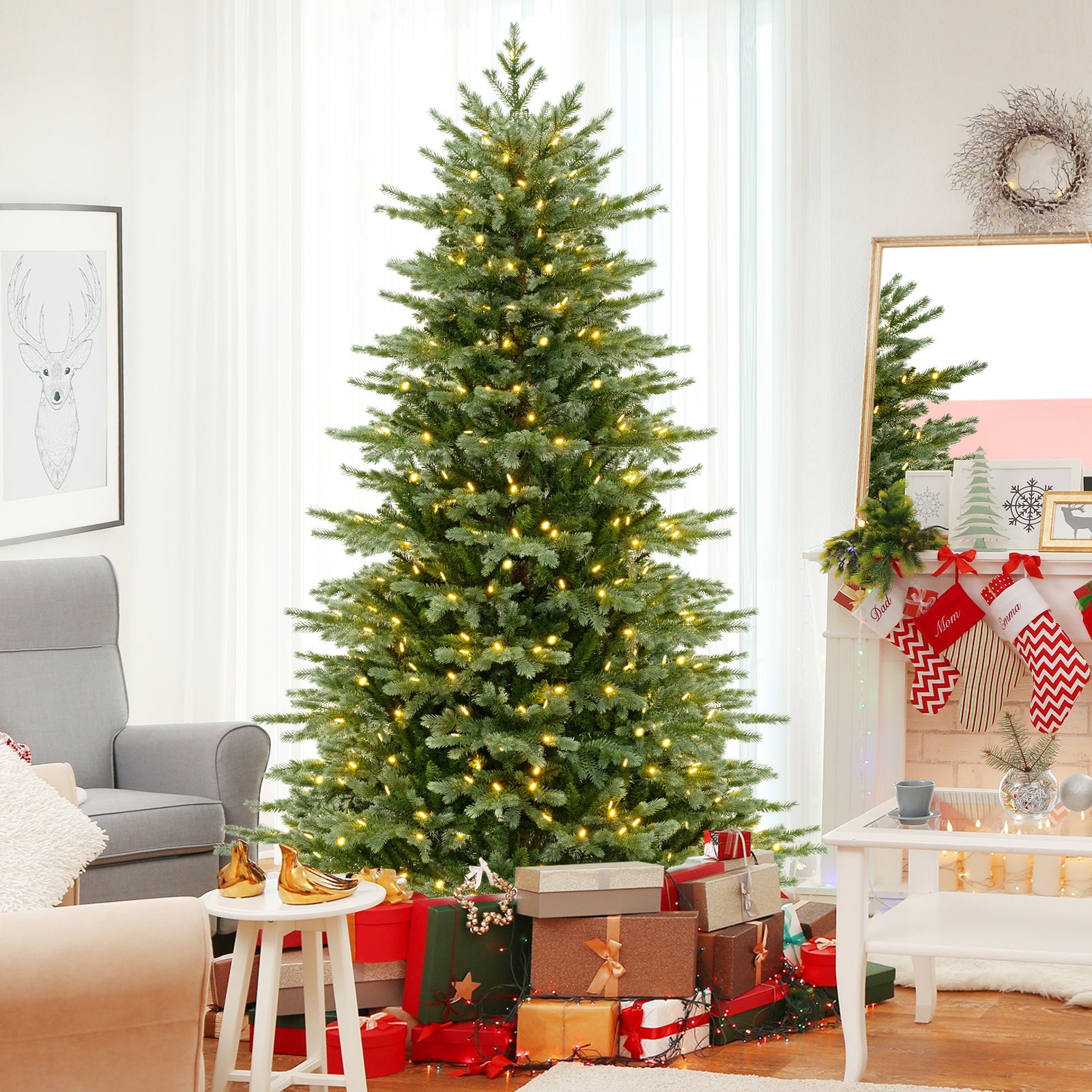DirectDeals artificial Christmas tree 5/6/7 ft with lush PVC and warm white LED lights on Tampa Home & Garden Store