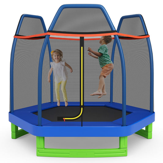 7 Feet Kids Recreational Bounce Jumper Trampoline-Blue - Tampa Home & Garden Store
