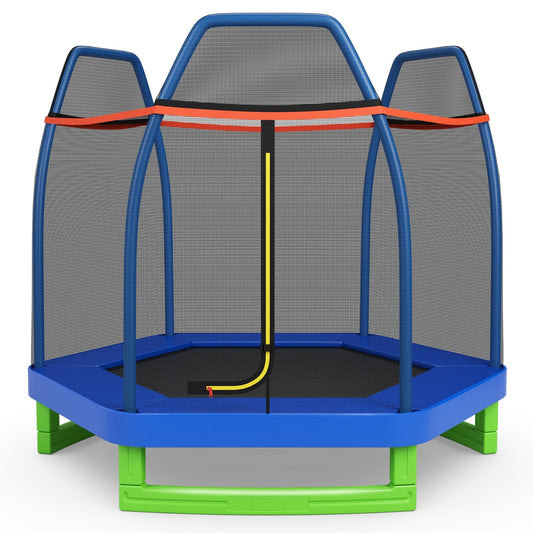 7 Feet Kids Recreational Bounce Jumper Trampoline-Blue - Tampa Home & Garden Store