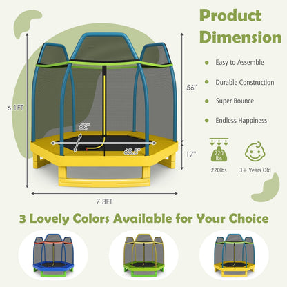 7 Feet Kids Recreational Bounce Jumper Trampoline-Blue