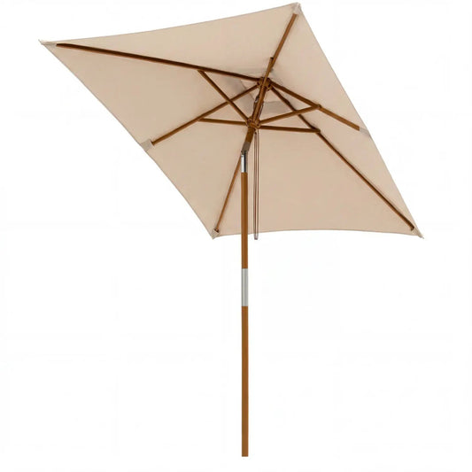 Rectangular Patio Umbrella 7ft DirectDeals beige canopy adjust tilt brown frame on Tampa Home & Garden Store