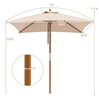 Rectangular Patio Umbrella 7ft Adjustable Tilt
