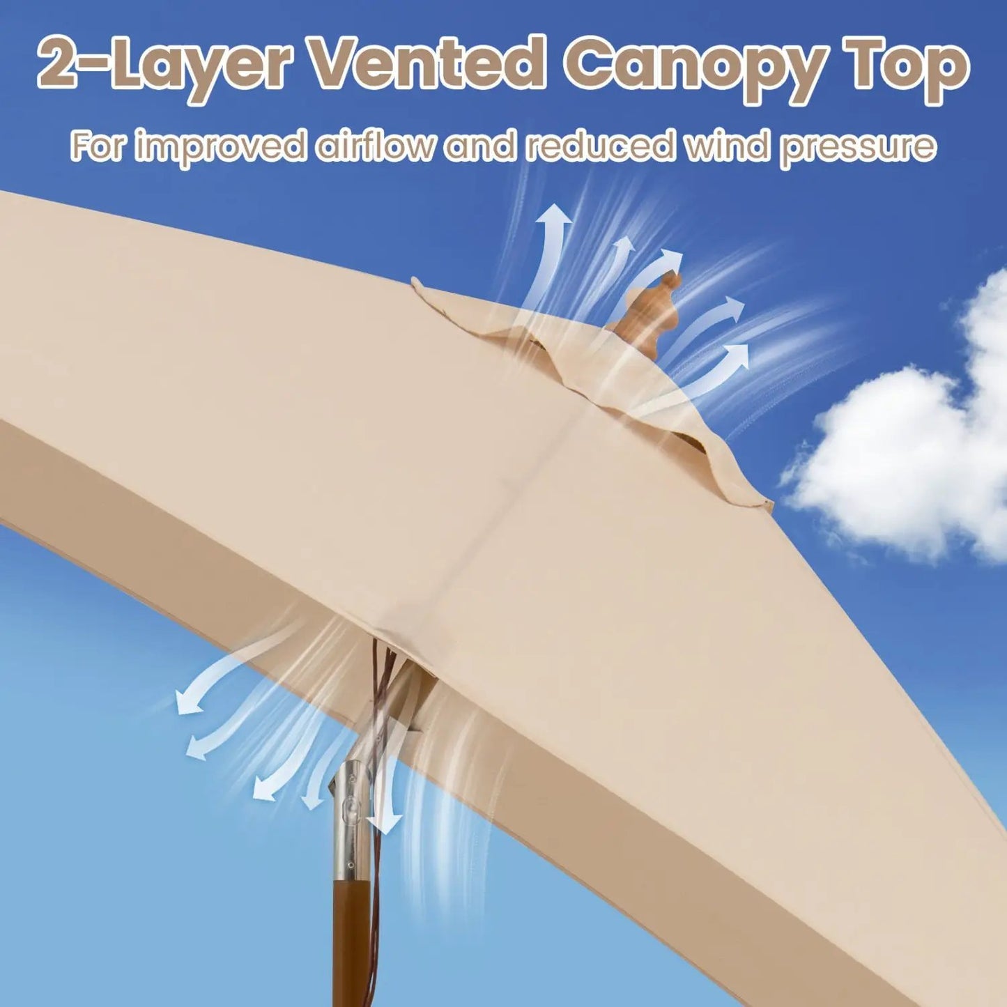Rectangular Patio Umbrella 7ft Adjustable Tilt