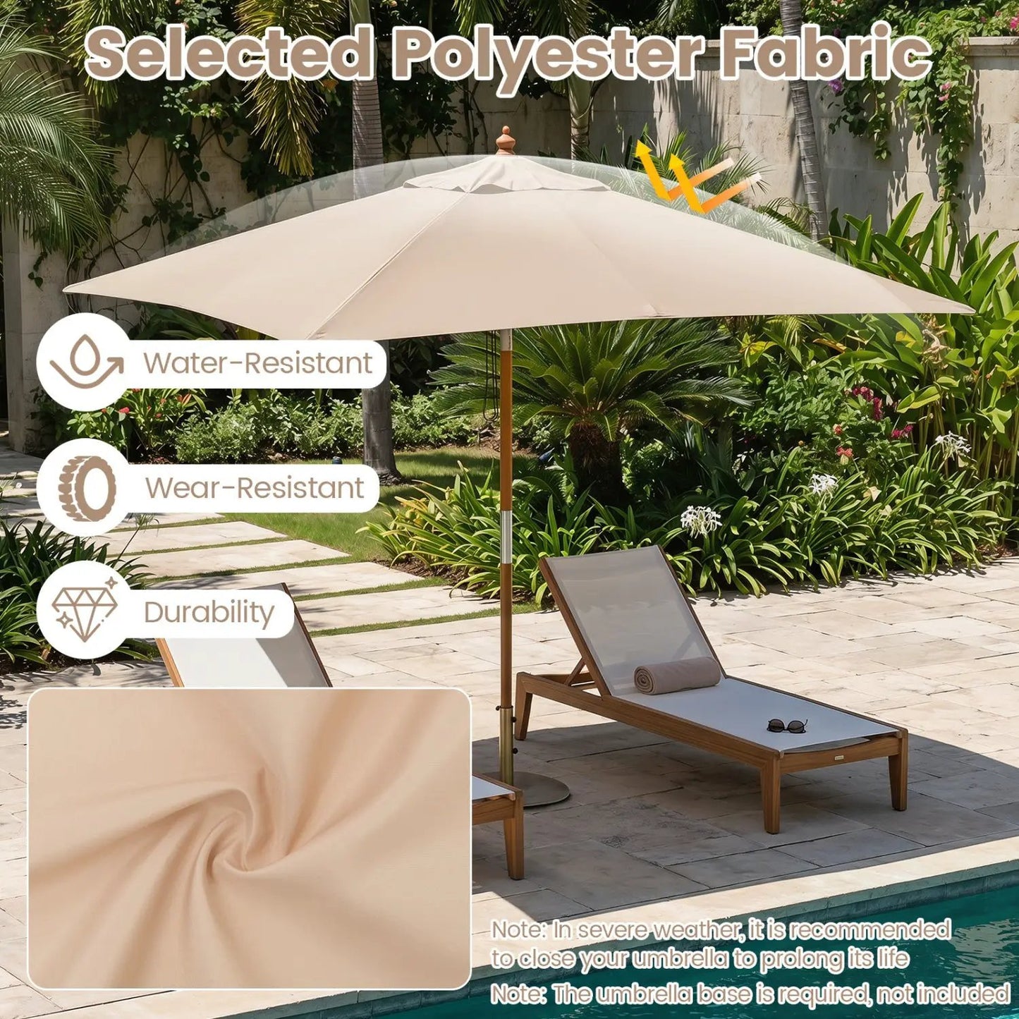 Rectangular Patio Umbrella 7ft Adjustable Tilt