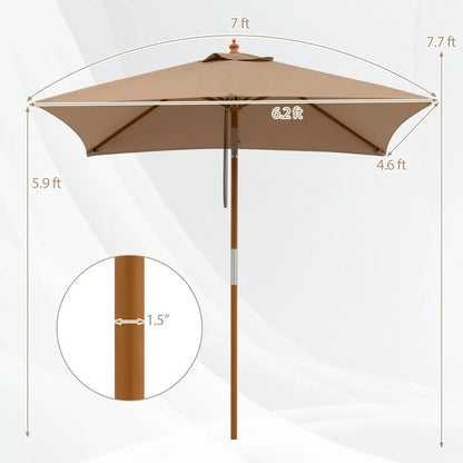 Rectangular Patio Umbrella 7ft Adjustable Tilt