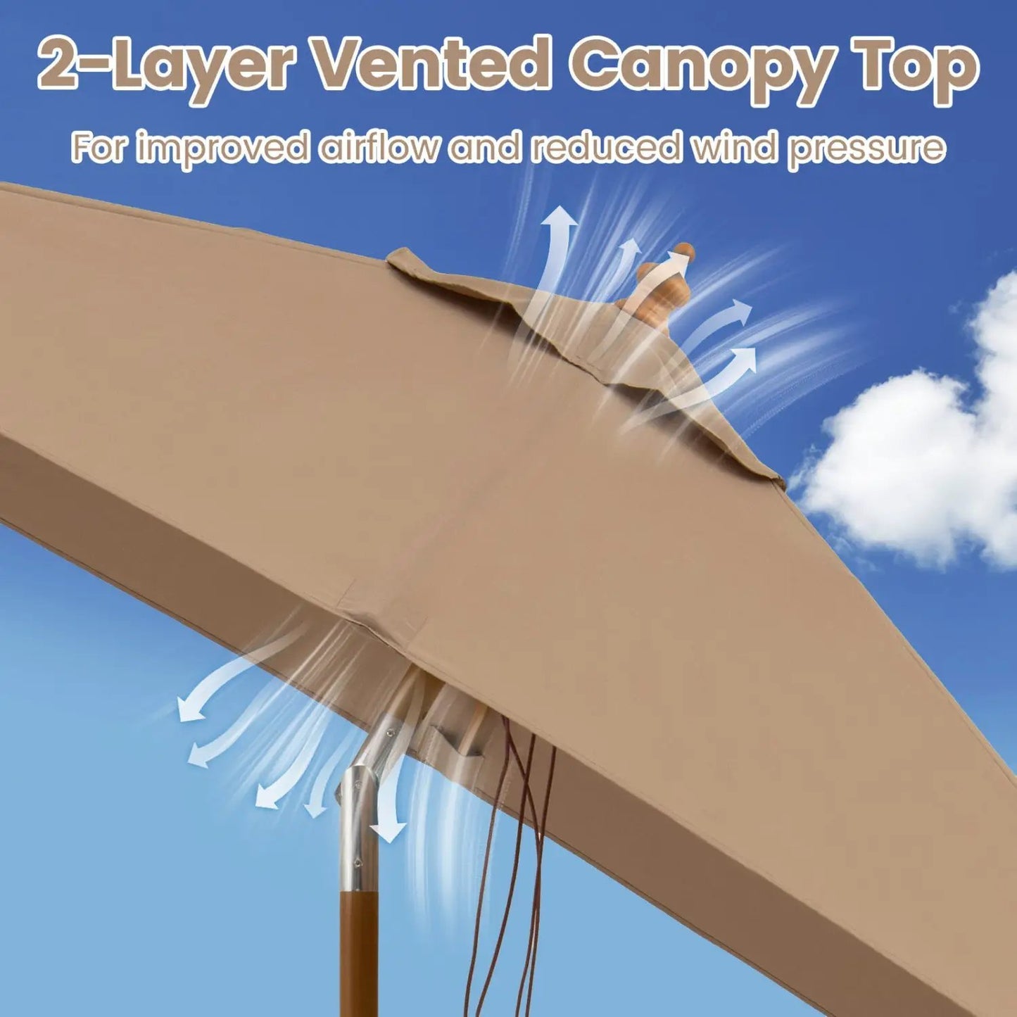 Rectangular Patio Umbrella 7ft Adjustable Tilt