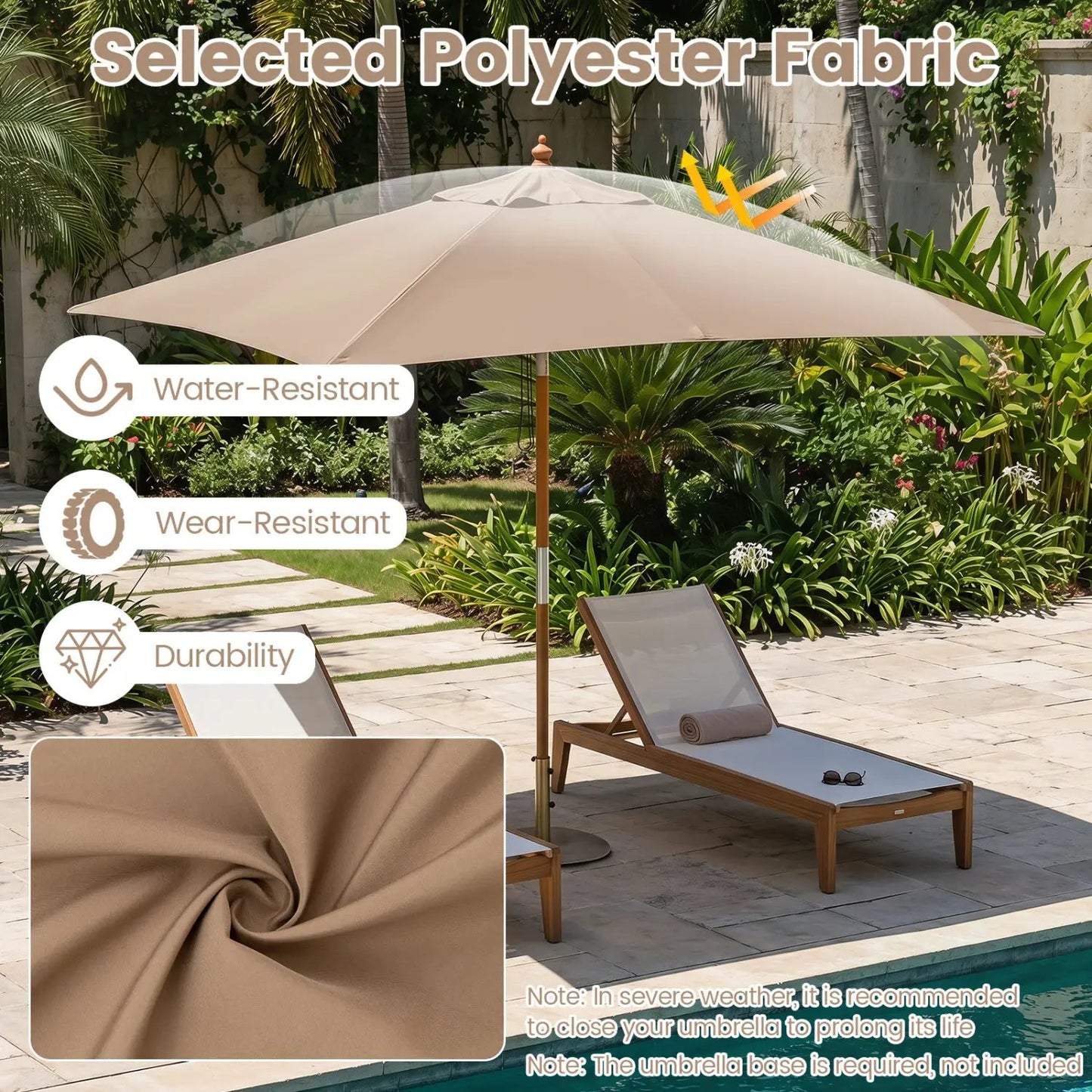 Rectangular Patio Umbrella 7ft Adjustable Tilt