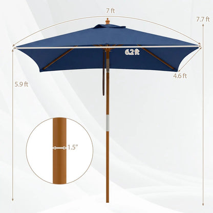 Rectangular Patio Umbrella 7ft Adjustable Tilt