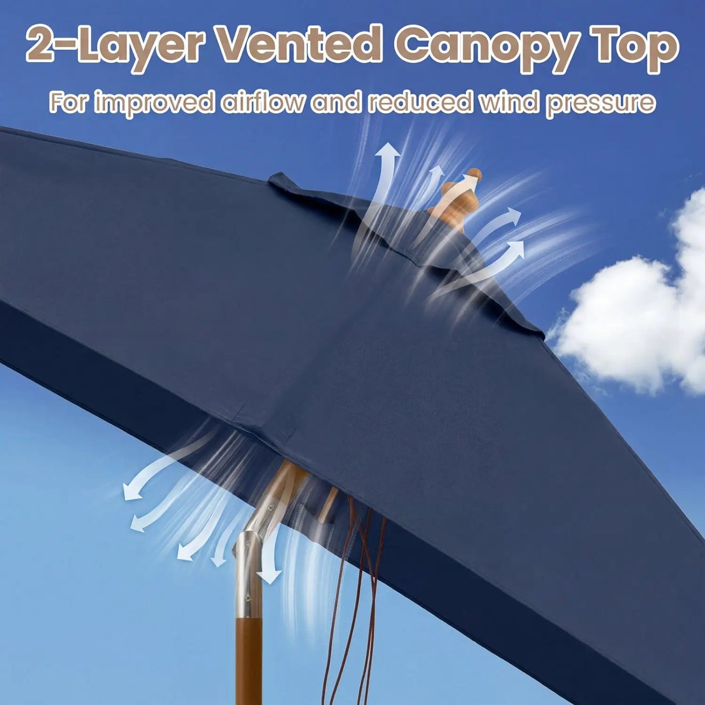 Rectangular Patio Umbrella 7ft Adjustable Tilt