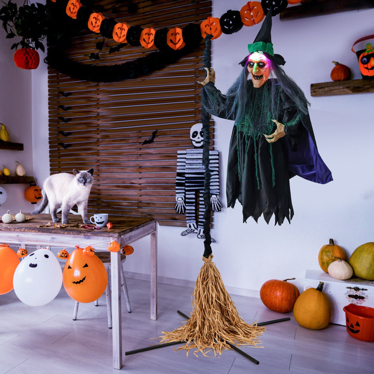 DirectDeals 7 Feet Witch on Broom Halloween Animatronic with LED Lights on Tampa Home & Garden Store