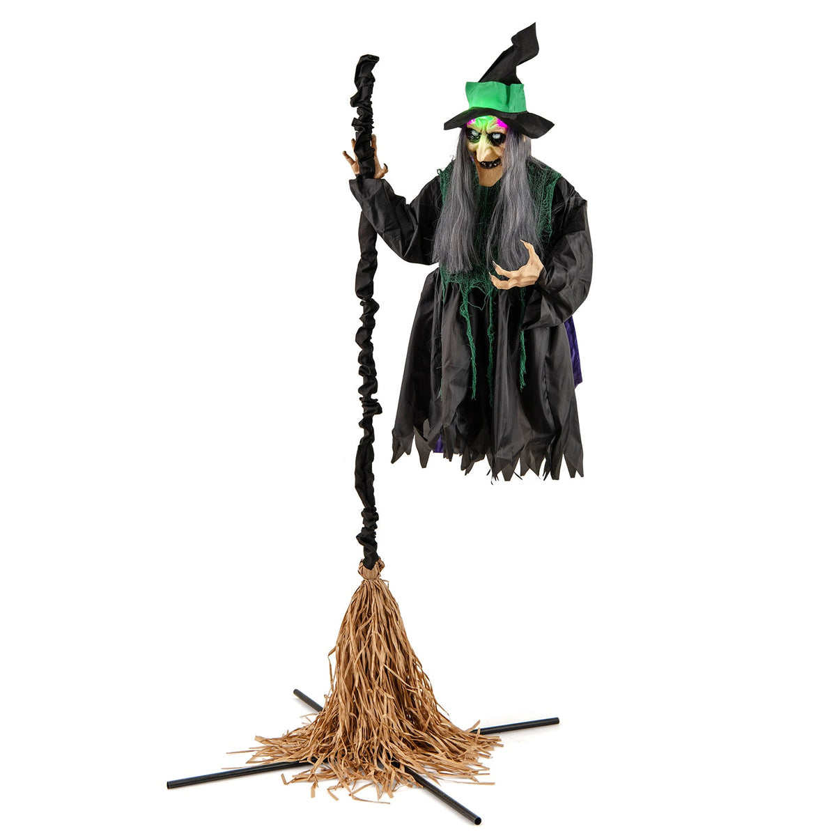 7 Feet Witch on Broom Halloween Animatronic with LED Lights by DirectDeals, sound-activated on Tampa Home & Garden Store