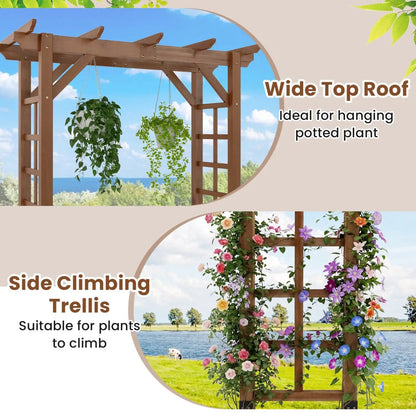 7 Ft Garden Arch Wooden Arbor for Climbing Plants