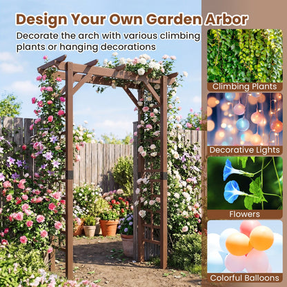 7 Ft Garden Arch Wooden Arbor for Climbing Plants