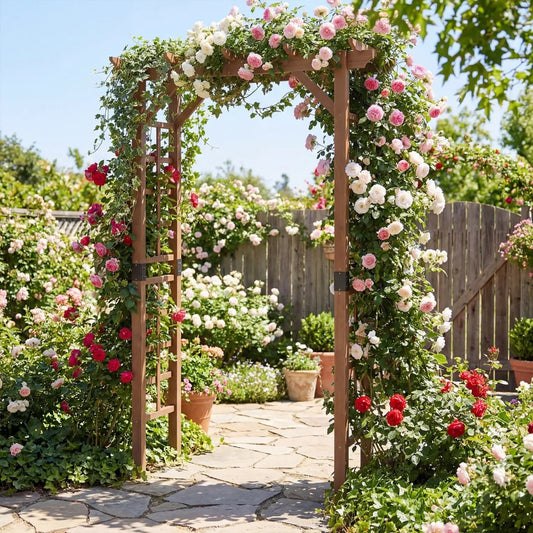 7 Ft Garden Arch Wooden Arbor for Climbing Plants