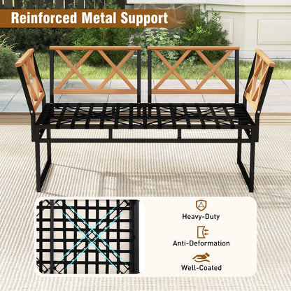7 Piece Outdoor Conversation Set with Cushions and Bungee Rope Seat-Beige