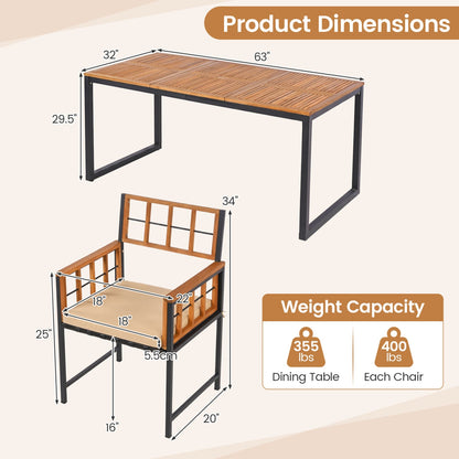 7-Piece outdoor dining set by DirectDeals with acacia wood table and six black chairs 63in on Tampa Home & Garden Store