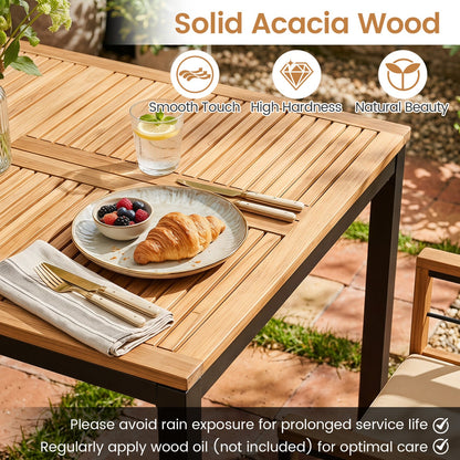 7-Piece Outdoor Dining Set with Acacia Wood Table & Chairs, natural top, DirectDeals patio on Tampa Home & Garden Store
