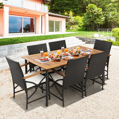 Juego de comedor para exteriores de 5/7 piezas con mesa de madera de acacia - 6 piezas +