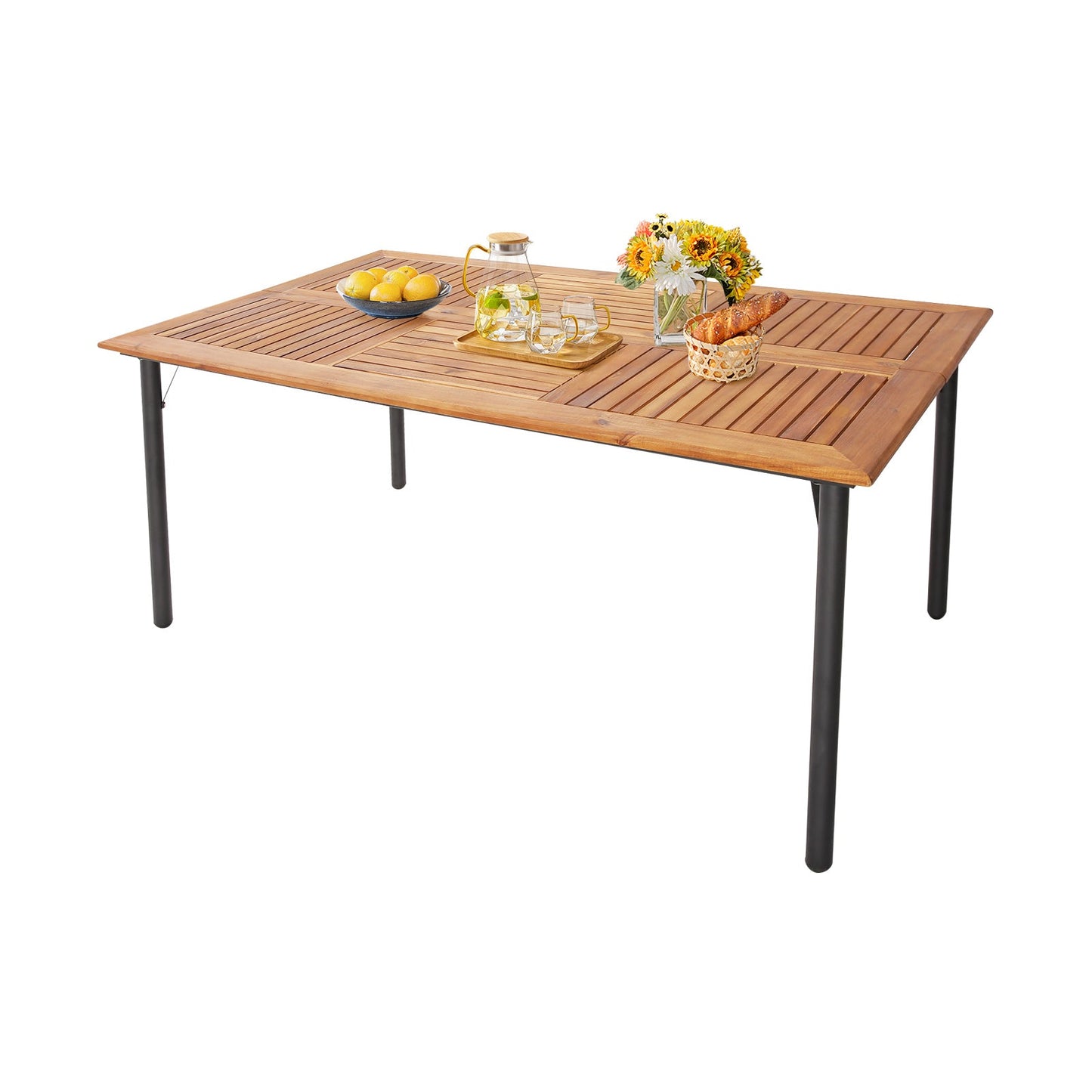 Juego de comedor para exteriores de 5/7 piezas con mesa de madera de acacia - 6 piezas +