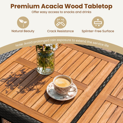 7-Piece Outdoor Wicker Bar Set with Acacia Wood Table & Stools, brown wicker and wood DirectDeals on Tampa Home & Garden Store