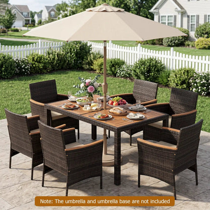 Acacia Wood Patio Dining Set With Cushions