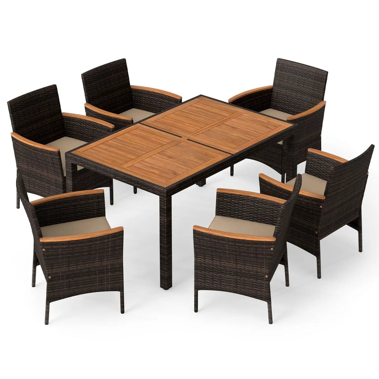Acacia Wood Patio Dining Set With Cushions