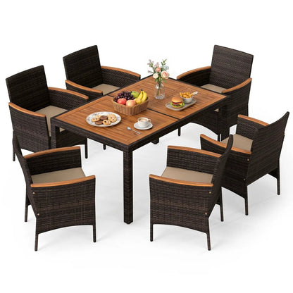 Acacia Wood Patio Dining Set With Cushions