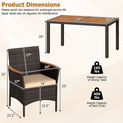 Acacia Wood Patio Dining Set With Cushions