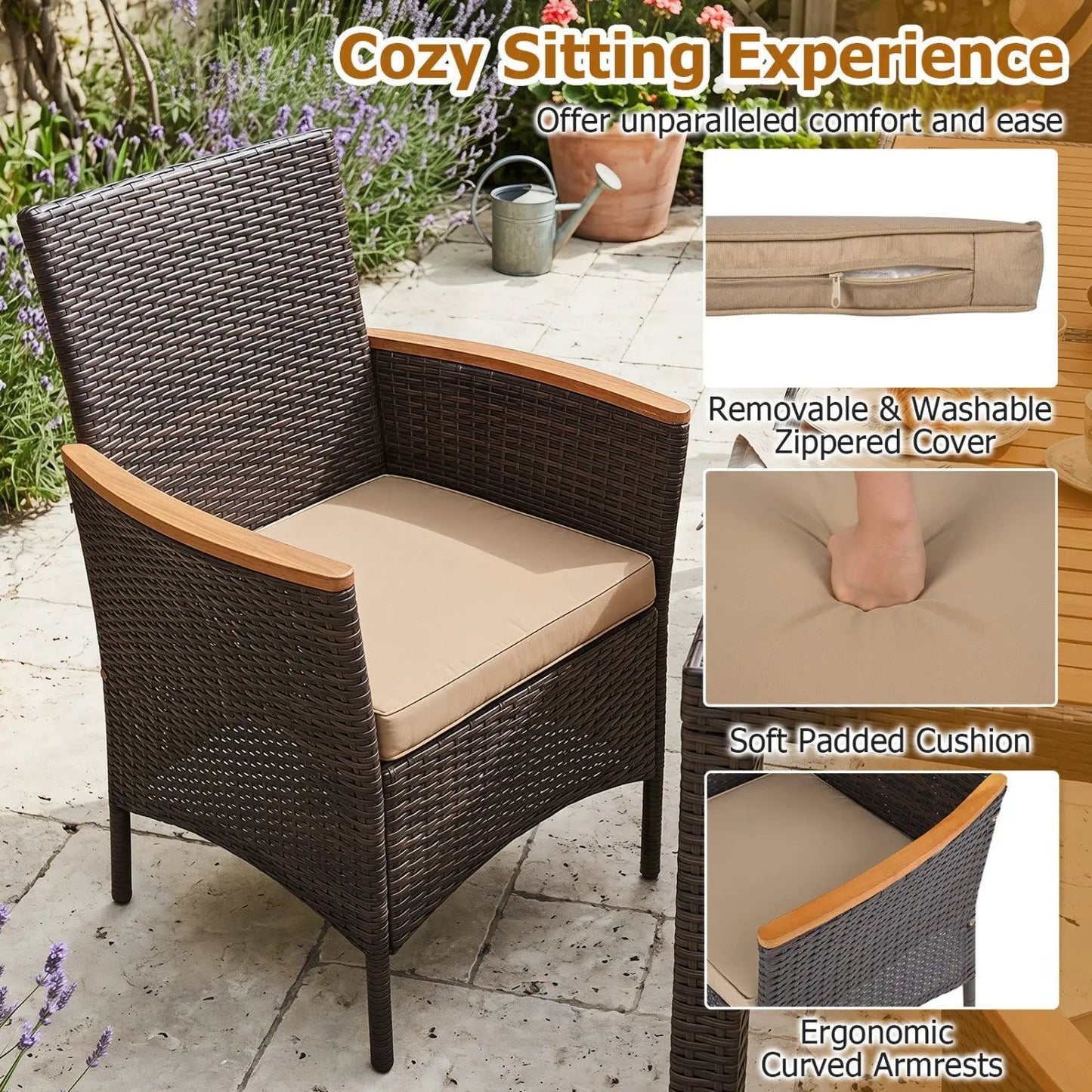 Acacia Wood Patio Dining Set With Cushions