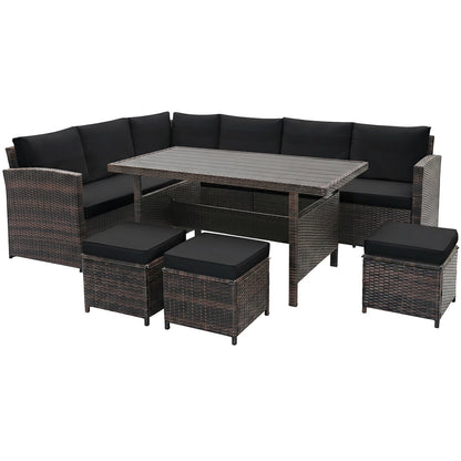 7-Piece Wicker Patio Set with Cushions dark brown wicker with black cushions DirectDeals on Tampa Home & Garden Store