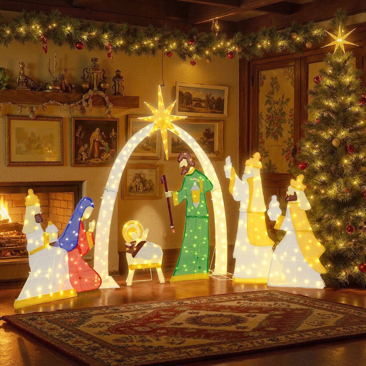 7-piece lighted nativity scene with arch, star and 310 warm white LED lights by DirectDeals on Tampa Home & Garden Store