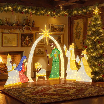 7-piece lighted nativity scene with arch, star and 310 warm white LED lights by DirectDeals on Tampa Home & Garden Store