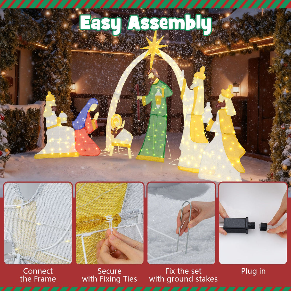 7-piece DirectDeals lighted nativity scene with 310 warm white LEDs in arch display on Tampa Home & Garden Store