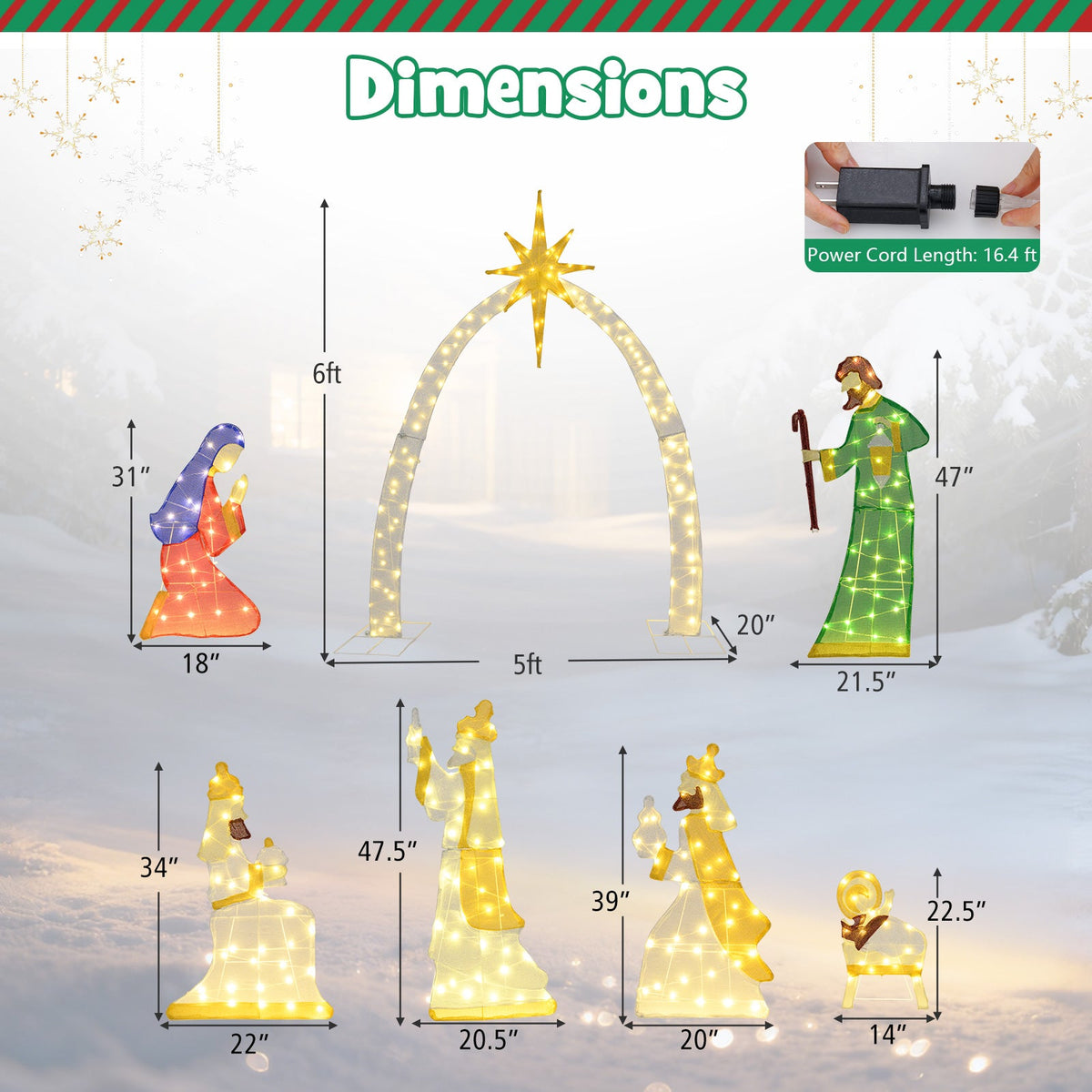 7-Piece Lighted Nativity Scene with 310 Warm White LEDs DirectDeals Nativity Sets on Tampa Home & Garden Store