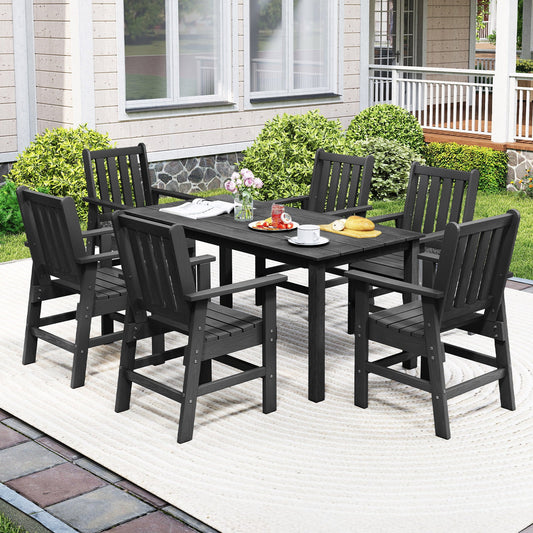 7 Pieces Patio Dining Set Outdoor HDPE Weather Resistant Table and Chairs Set - Tampa Home & Garden Store