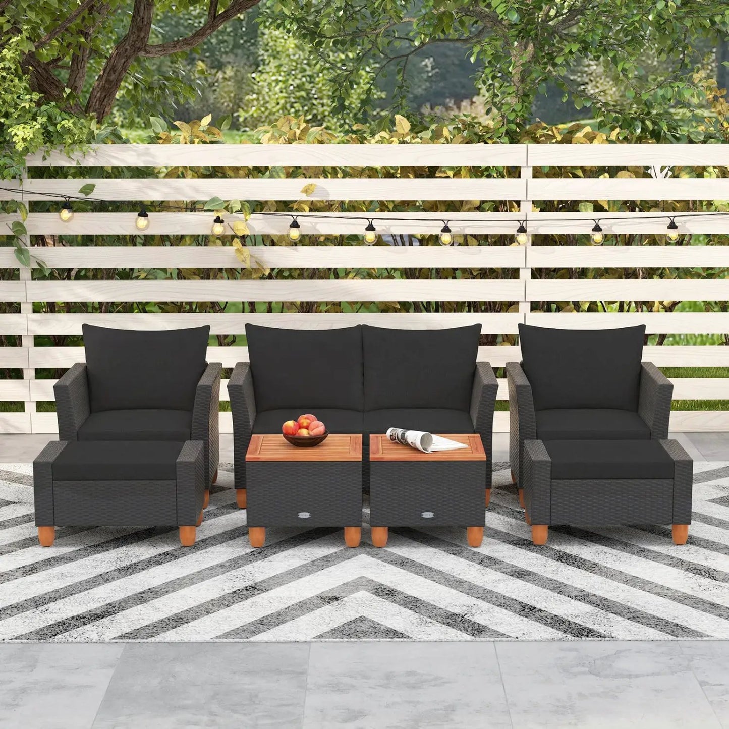7-Piece Patio Set With Cushions and Storage Table