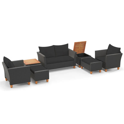 7-Piece Patio Set With Cushions and Storage Table
