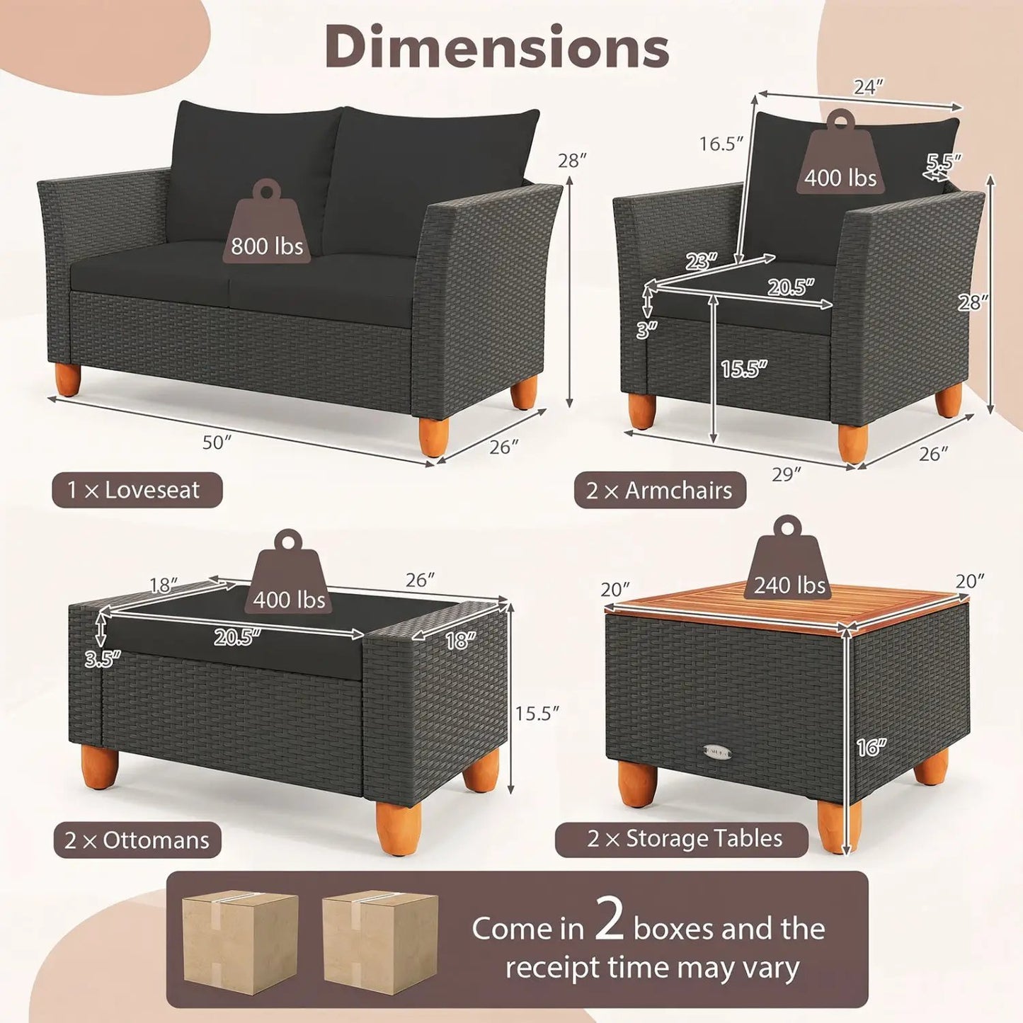 7-Piece Patio Set With Cushions and Storage Table
