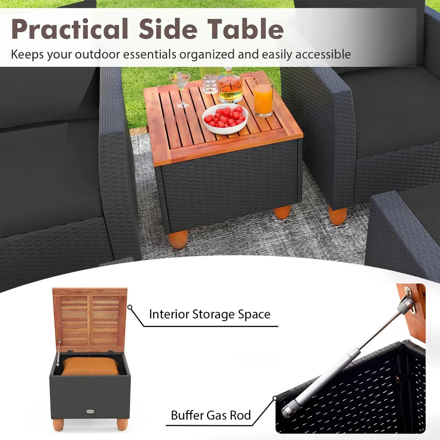 7-Piece Patio Set With Cushions and Storage Table