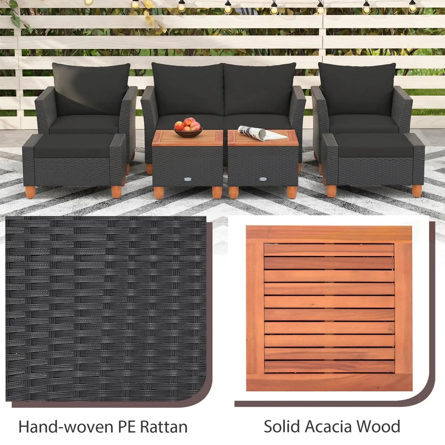 7-Piece Patio Set With Cushions and Storage Table
