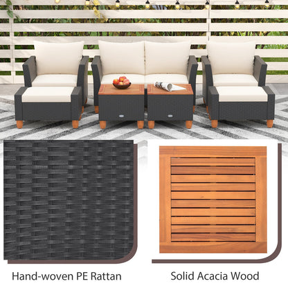 DirectDeals 7-piece PE rattan outdoor furniture set; cream cushions, 3-seat sectional & 2 chairs on Tampa Home & Garden Store