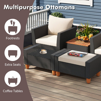7-Piece PE rattan patio set with white cushions, sectional sofa, armchairs and coffee table on Tampa Home & Garden Store