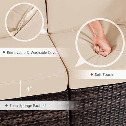 Juego de muebles de patio de 7 piezas con mesa de hoguera de gas propano de 35 pulgadas y 50 000 BTU y cubierta impermeable para la hoguera - Beige