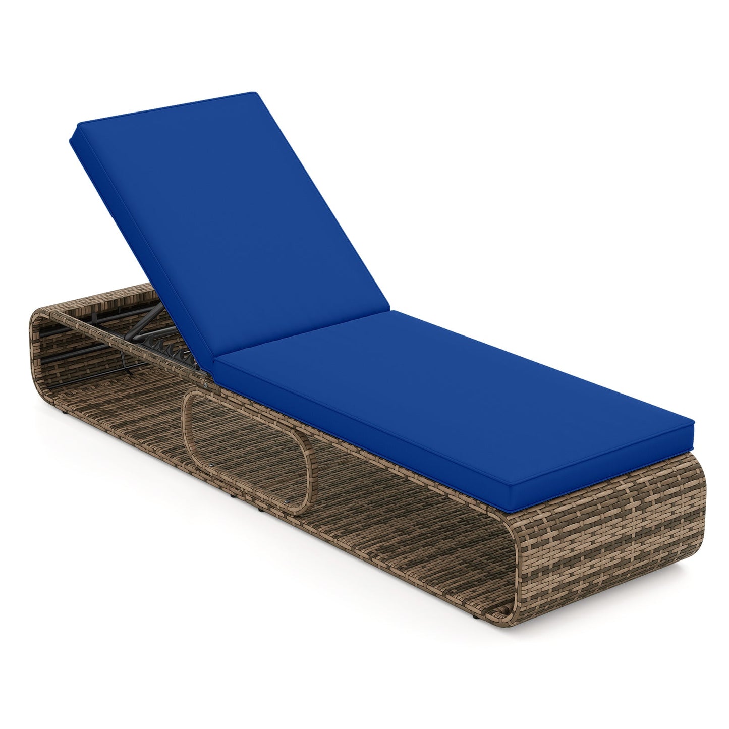 7-Position Adjustable PE Rattan Outdoor Chaise Lounge Chair-White